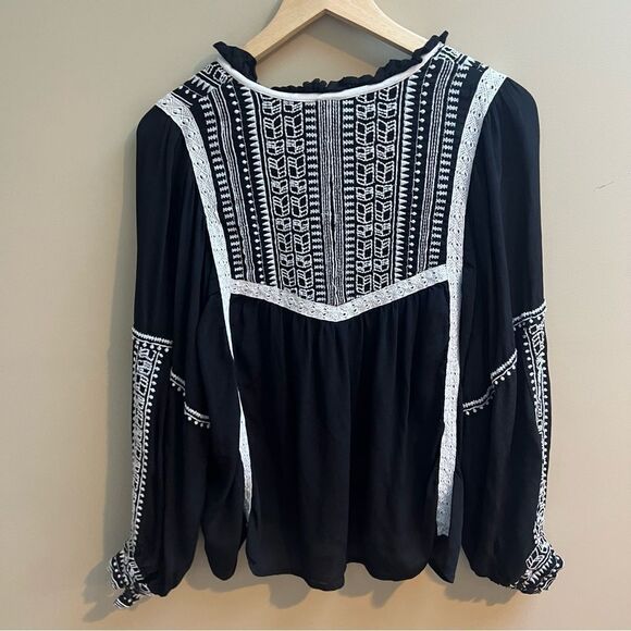 Blank London black/white Anihera peasant top size Sm - Picture 5 of 8
